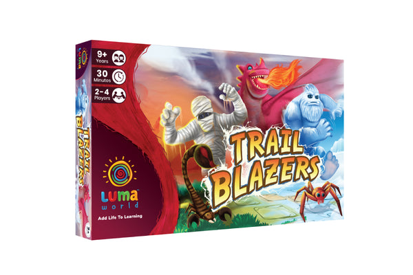 Luma World Educational Board Game for Ages 9 and up: Trail Blazers | STEM game to Learn Shapes, Lines, Angles and Improve Creativity | 4 Customisable Adventure Worlds with Sticker Sheets Included