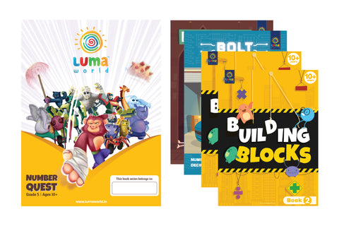 Luma World Grade 5 Math Application Workbooks and Building Blocks: Number Quest | Learn & Practice Numeracy Concepts through Visually Engaging Real Life Application Problems (Bundle of 4 Books)
