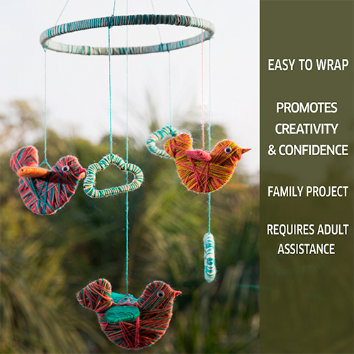 Yarn Wrapping, String Art Craft Kit - Bird Themed DIY Hanging Mobile ...