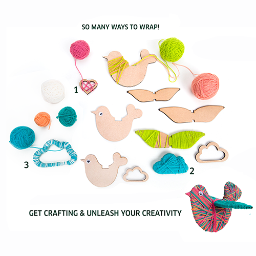 Yarn Wrapping, String Art Craft Kit - Bird Themed DIY Hanging Mobile ...