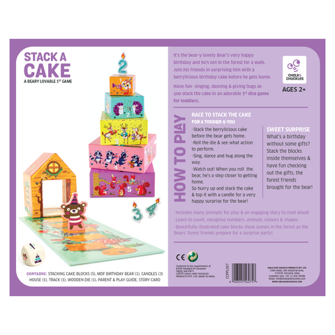 Stack a Cake, 3-6 Yrs, First Stacking Board Game, Roll and Play-Sing and Dance