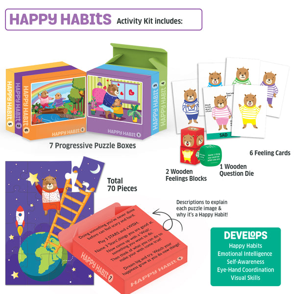 Happy Habits-7 in 1 Jigsaw Puzzle and Activity Set for Kids Age 3 and Up