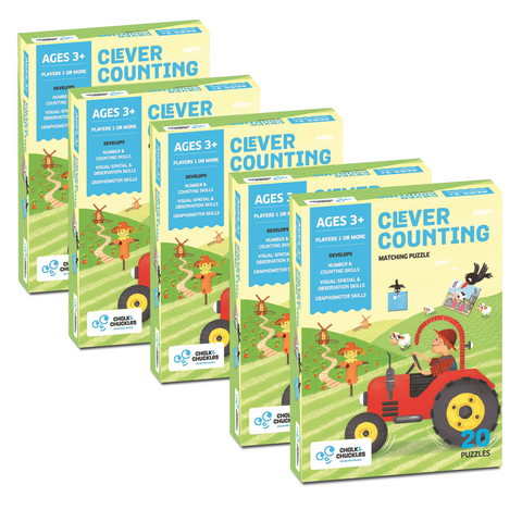 Clever Counting - Preschooler, Self Correcting Matching Numbers Puzzle -Pack of 5