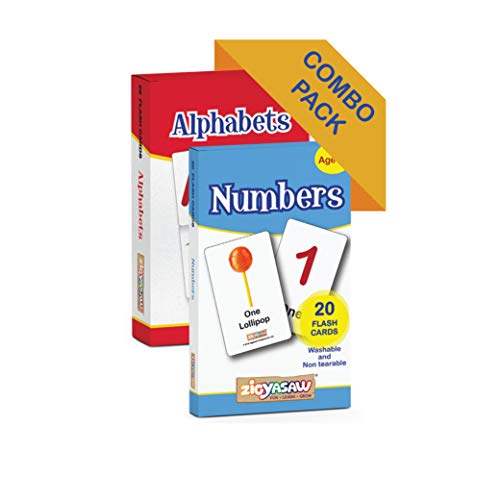 Zigyasaw Flash cards for Kids - Numbers and Alphabets (Set of 2) - Easy & Fun Way of Learning 1 Year to 6 Years old Babies - Flash Cards for Kids 2 Years - Flash Cards for Babies 1 year Old (Combo Set)