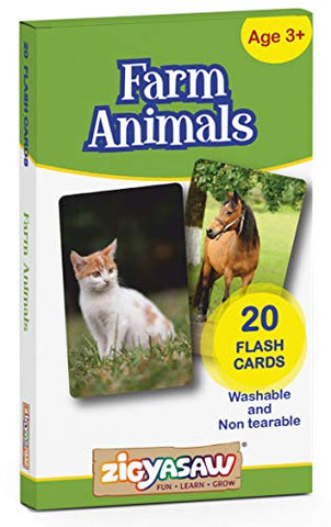 ZiGYASAW Wild Animals Flash Cards for Kids Early Learning I 20 Real Image Flash Cards for Babies 3 Months to 6 Years I Easy & Fun Way of Learning | Brain Development Study Material For Preschoolers