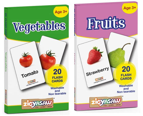 ZiGYASAW Flash Cards for Kids Early Learning (Vegetables & Fruits Flash Cards)