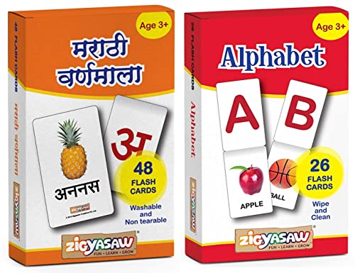 ZiGYASAW Flash Cards for Kids Early Learning (Marathi , English Flash Cards)