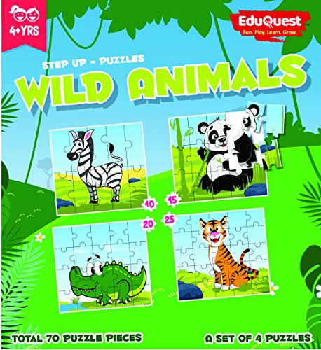 ZiGYASAW Step Up Jigsaw Puzzle Wild Animals (Wipe-Clean Surface, Wild Animals Great Gift for Girls and Boys - Best for 3,4,5,6, Year olds)