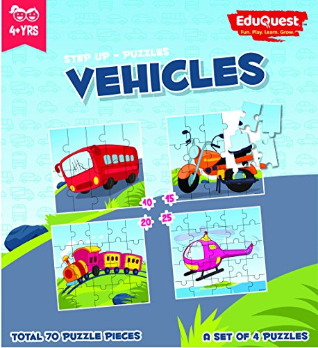 ZiGYASAW Step Up Jigsaw Puzzle Vehicles (Wipe-Clean Surface, Vehicles Great Gift for Girls and Boys - Best for 3,4,5,6, Year olds)