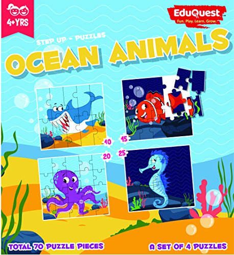 ZiGYASAW Step Up Jigsaw Puzzle Ocean Animals (Wipe-Clean Surface, Ocean Animals, Great Gift for Girls and Boys - Best for 3,4,5,6, Year olds)