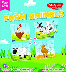 ZiGYASAW Step Up Jigsaw Puzzle Farm Animals (Wipe-Clean Surface, Farm Animals Great Gift for Girls and Boys - Best for 3,4,5,6, Year olds)