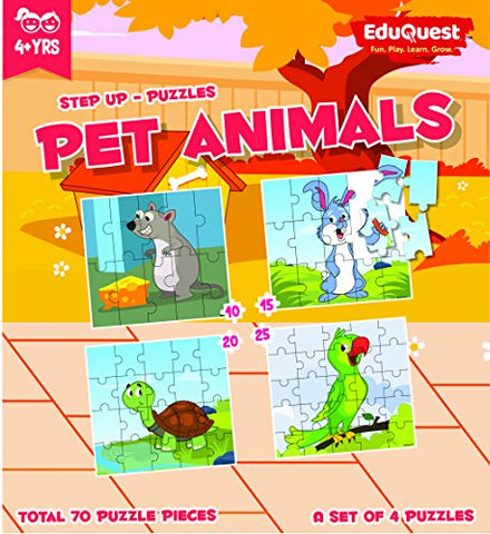 ZiGYASAW Step Up Jigsaw Puzzle Pets Pet Animals (Wipe-Clean Surface, Pets Pet Animals Great Gift for Girls and Boys - Best for 3,4,5,6, Year olds)