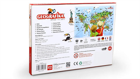 Buy UnikPlay Geografika World Map Game - Game Night, Engaging Board Games  for Kids 6-8, Games Ages 4-8 – Non-Tearable, Waterproof Illustrated Map  with 280+ Trivia Questions, 48 Double-Sided Cards Online at