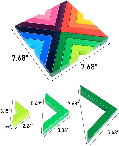 Wooden Rainbow Stacking Game Geometry Building Blocks – Edu Toys