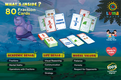 Luma World Educational Card Game for Ages 8 and Up: Fracto | 3-games-in-1 pack to Learn Fractions, Mental Maths, Memory & Communication | Visual and Number Cards for Conceptual Clarity (80 Cards)
