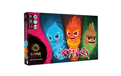Luma World Educational Board Game for Ages 9 and up: Xíng | STEM game to Learn Factors, Multiples, Mental Math and Improve Problem Solving | Action Spinners and Collectible Element Tokens Included