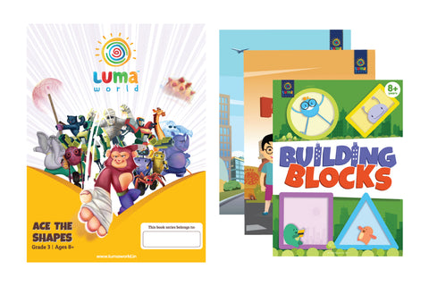 Luma World Grade 3 Math Application Workbooks and Building Blocks: Ace the Shapes | Learn & Practice Geometry and Patterns through Visually Engaging Real Life Application Problems (Bundle of 3 Books)