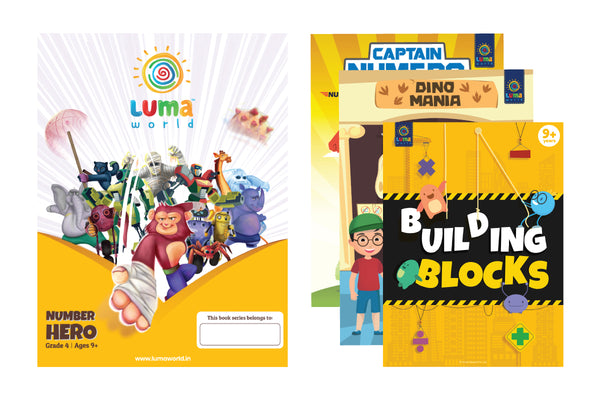 Luma World Grade 4 Math Application Workbooks and Building Blocks: Number Hero | Learn & Practice Numeracy Concepts through Visually Engaging Real Life Application Problems (Bundle of 3 Books)